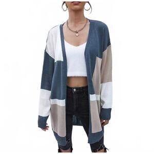 NEW LILY CLOTHING long color matching sweater coat in dark grey